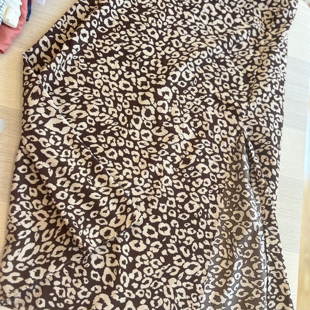 SHEIN Animal Print Midi‎ Skirt in Brown and Cream